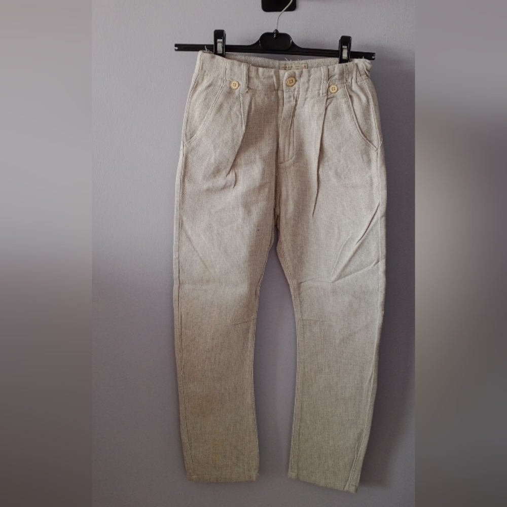 Corduroy Cream Bottoms with Relaxed Fit and Elastic Waistband